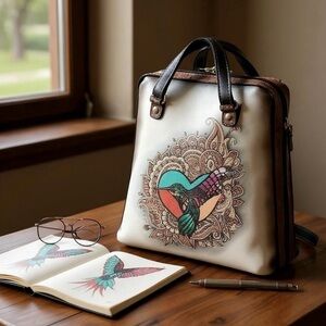 BACKPACK Embossed Bolsa Artisan HUMMINGBIRD Cross Strap Handbag Purse Mochila